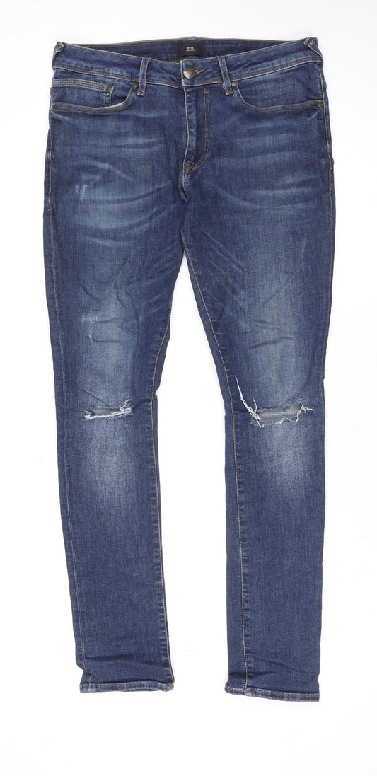 Mens UK Size 32R River Island Slim Fit Skinny Blue Jeans