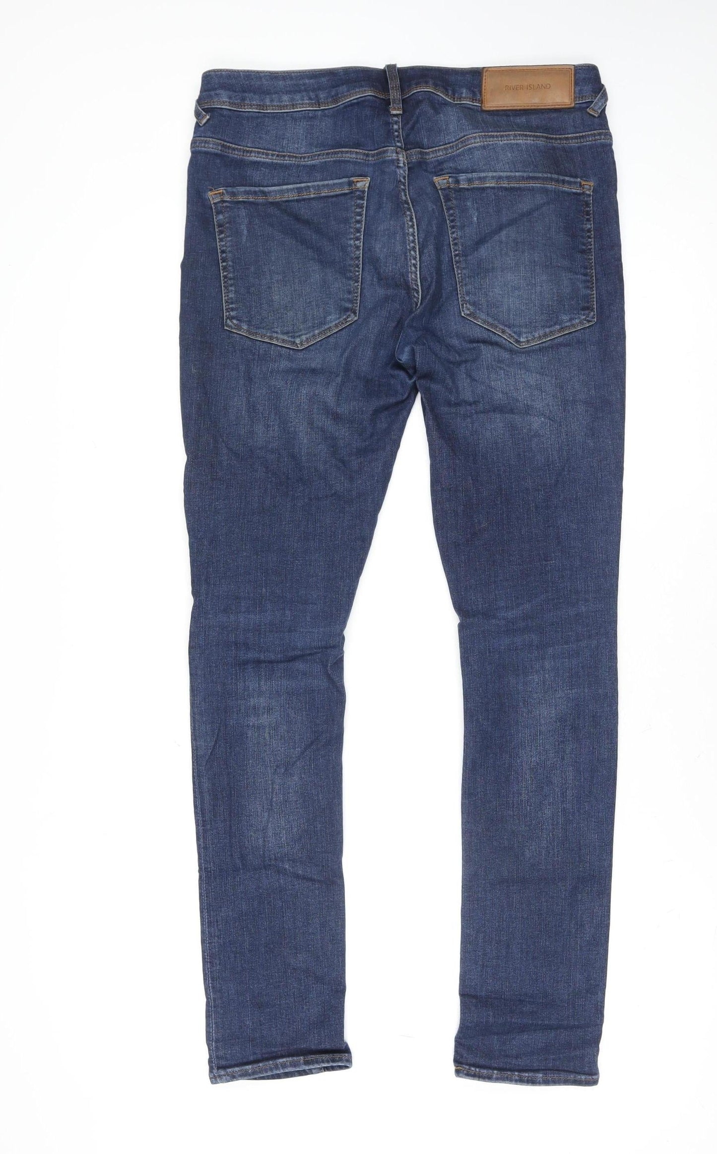 Mens UK Size 32R River Island Slim Fit Skinny Blue Jeans