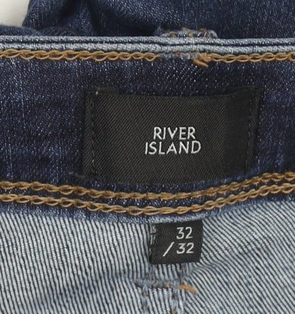 Mens UK Size 32R River Island Slim Fit Skinny Blue Jeans