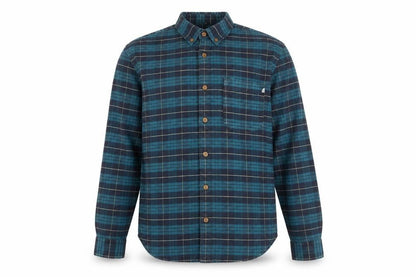 Farah Men's Blue Check Long Sleeve Regular Fit Cotton Shirt M