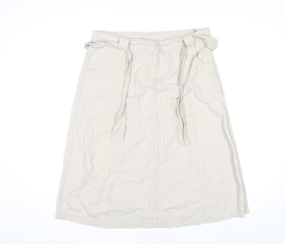 Marks and Spencer Women’s Beige Linen Blend Knee Length A-Line Skirt Size 14