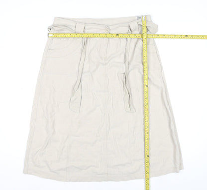 Marks and Spencer Women’s Beige Linen Blend Knee Length A-Line Skirt Size 14