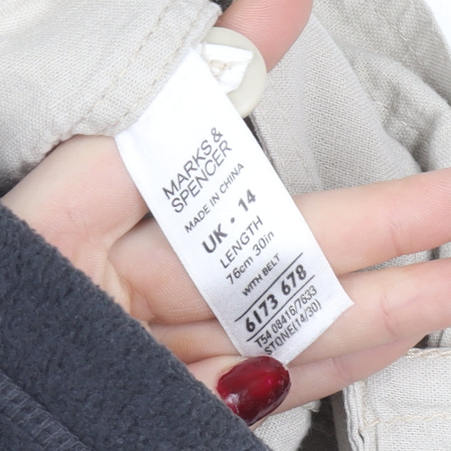 Marks and Spencer Women’s Beige Linen Blend Knee Length A-Line Skirt Size 14