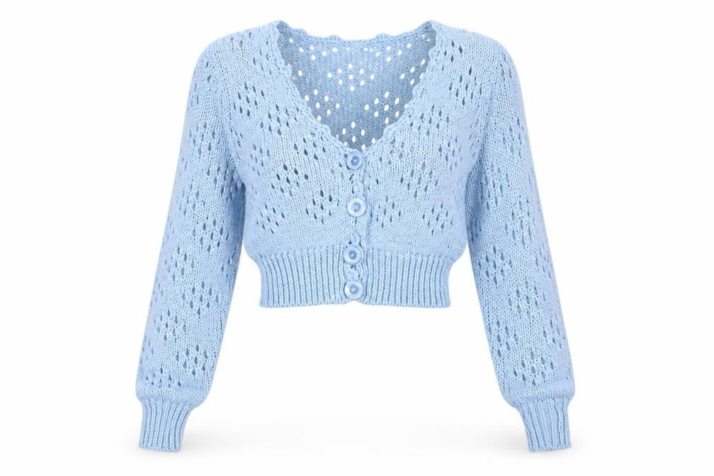 Womens UK Size M Marco Polo Blue Cardigan Jumper