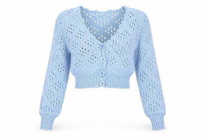 Womens UK Size M Marco Polo Blue Cardigan Jumper