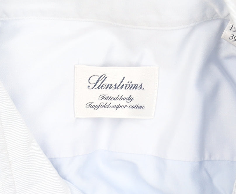 Mens UK Collar Size 15.5 Stenströms Smart Blue  Dress Shirt