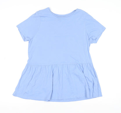 New Look Women Blue Cotton Tunic T-Shirt UK 10 Short Sleeve Casual Top