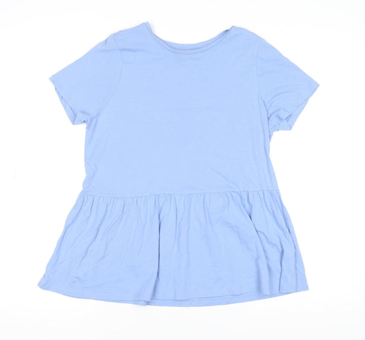 New Look Women Blue Cotton Tunic T-Shirt UK 10 Short Sleeve Casual Top