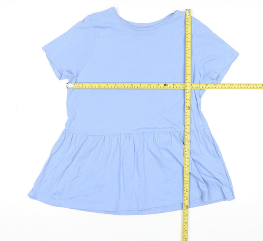 New Look Women Blue Cotton Tunic T-Shirt UK 10 Short Sleeve Casual Top