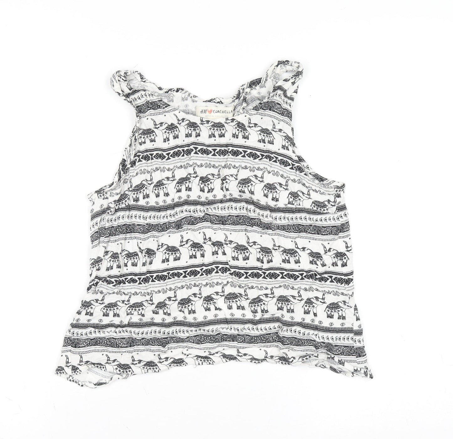 Womens UK Size 10 H&M White Cropped Tank