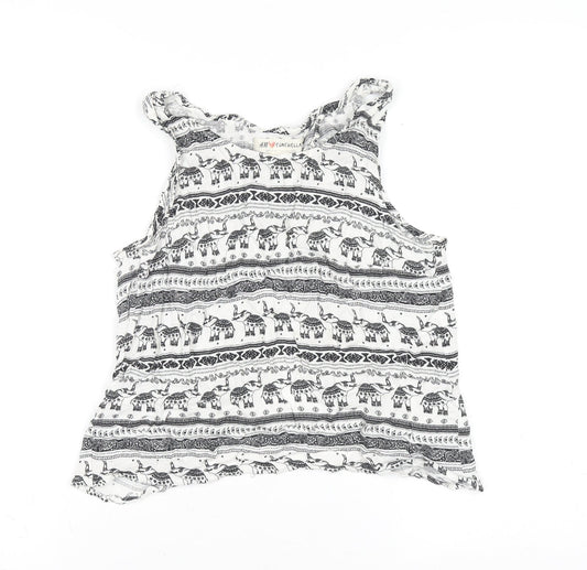 Womens UK Size 10 H&M White Cropped Tank