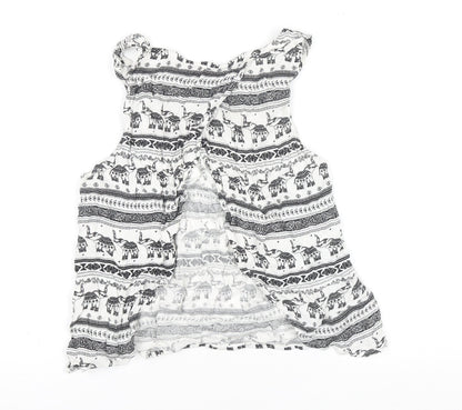 Womens UK Size 10 H&M White Cropped Tank