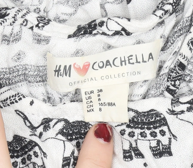 Womens UK Size 10 H&M White Cropped Tank