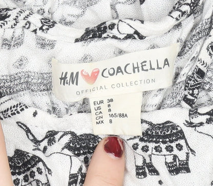 Womens UK Size 10 H&M White Cropped Tank