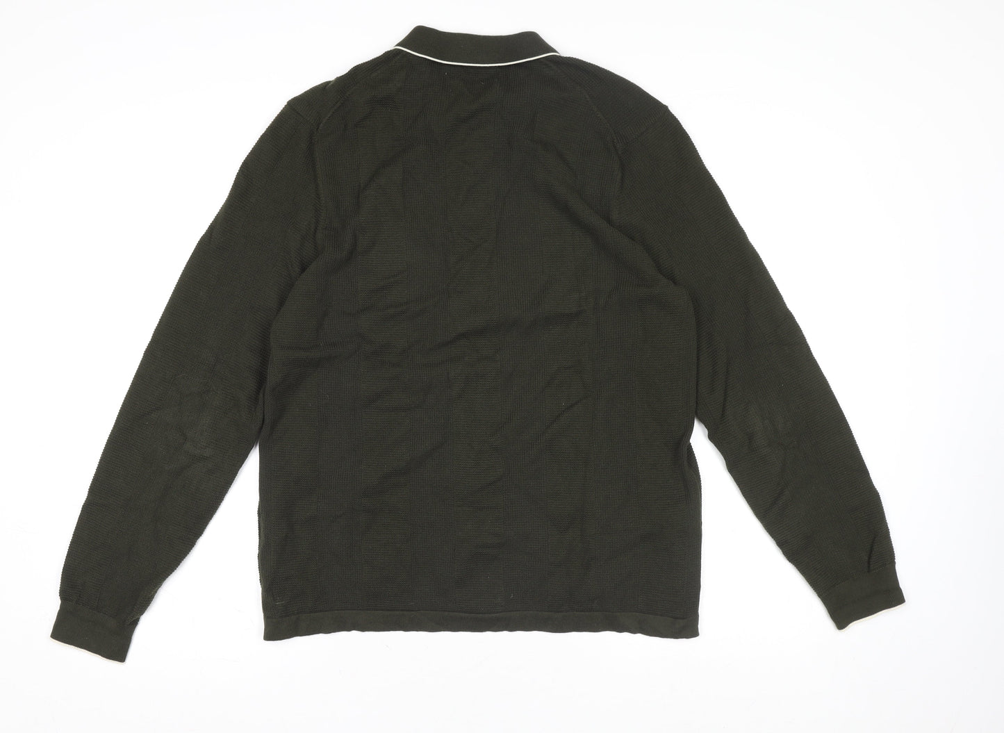 Marks and Spencer Men's Green Collared Cotton Cardigan M