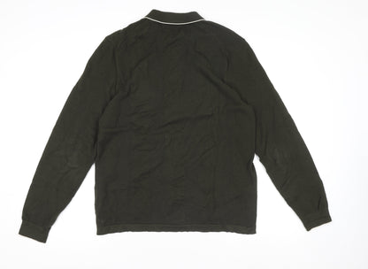 Marks and Spencer Men's Green Collared Cotton Cardigan M