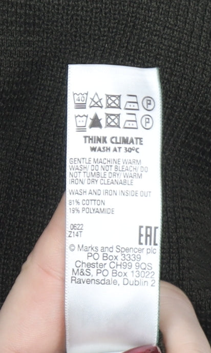 Marks and Spencer Men's Green Collared Cotton Cardigan M