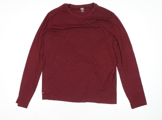 Athletic Works Men Red Long Sleeve Crew Neck Active T-Shirt M