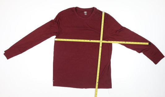 Athletic Works Men Red Long Sleeve Crew Neck Active T-Shirt M