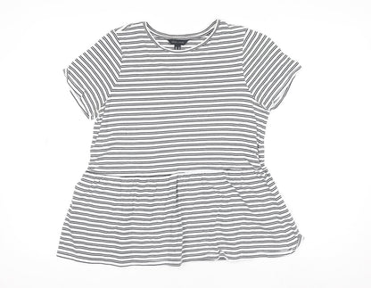 New Look Womens White Striped Cotton Jersey Peplum T-Shirt Size 10