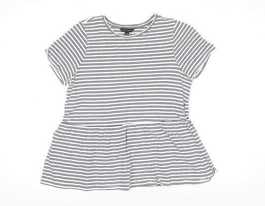 New Look Womens White Striped Cotton Jersey Peplum T-Shirt Size 10