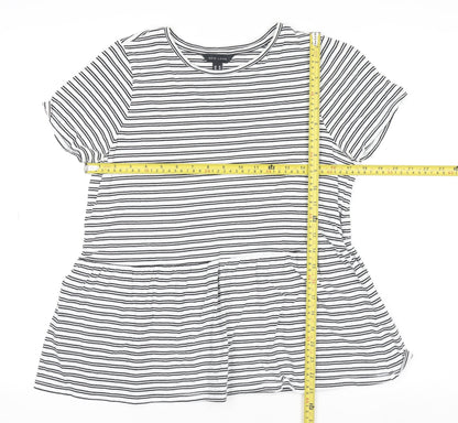 New Look Womens White Striped Cotton Jersey Peplum T-Shirt Size 10