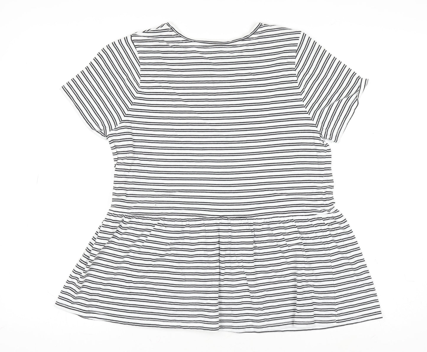 New Look Womens White Striped Cotton Jersey Peplum T-Shirt Size 10