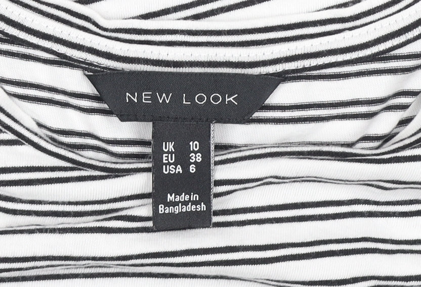 New Look Womens White Striped Cotton Jersey Peplum T-Shirt Size 10