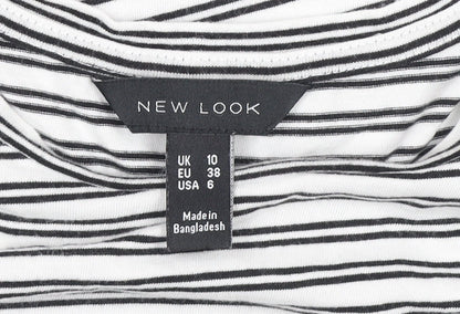 New Look Womens White Striped Cotton Jersey Peplum T-Shirt Size 10