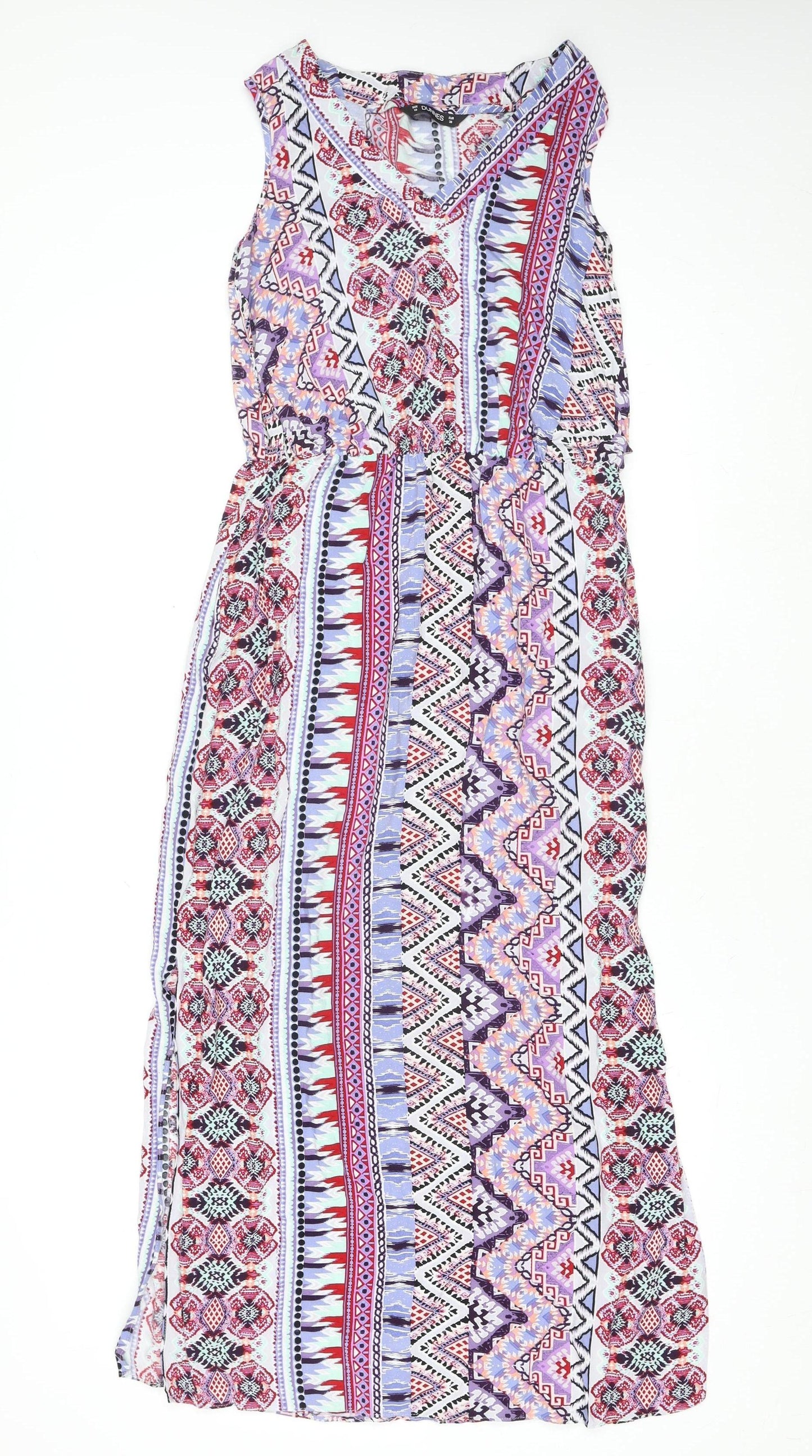 Dunnes Stores Women’s Multicoloured Viscose Geometric Maxi Dress Size 10