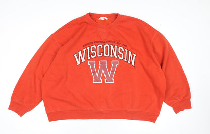 H&M Womens Red Wisconsin Graphic Pullover Sweatshirt XL Cotton Blend