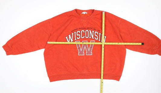 H&M Womens Red Wisconsin Graphic Pullover Sweatshirt XL Cotton Blend