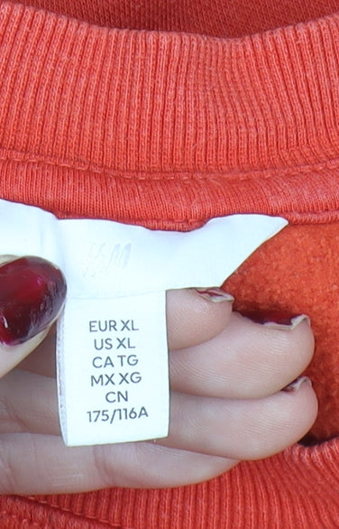 H&M Womens Red Wisconsin Graphic Pullover Sweatshirt XL Cotton Blend