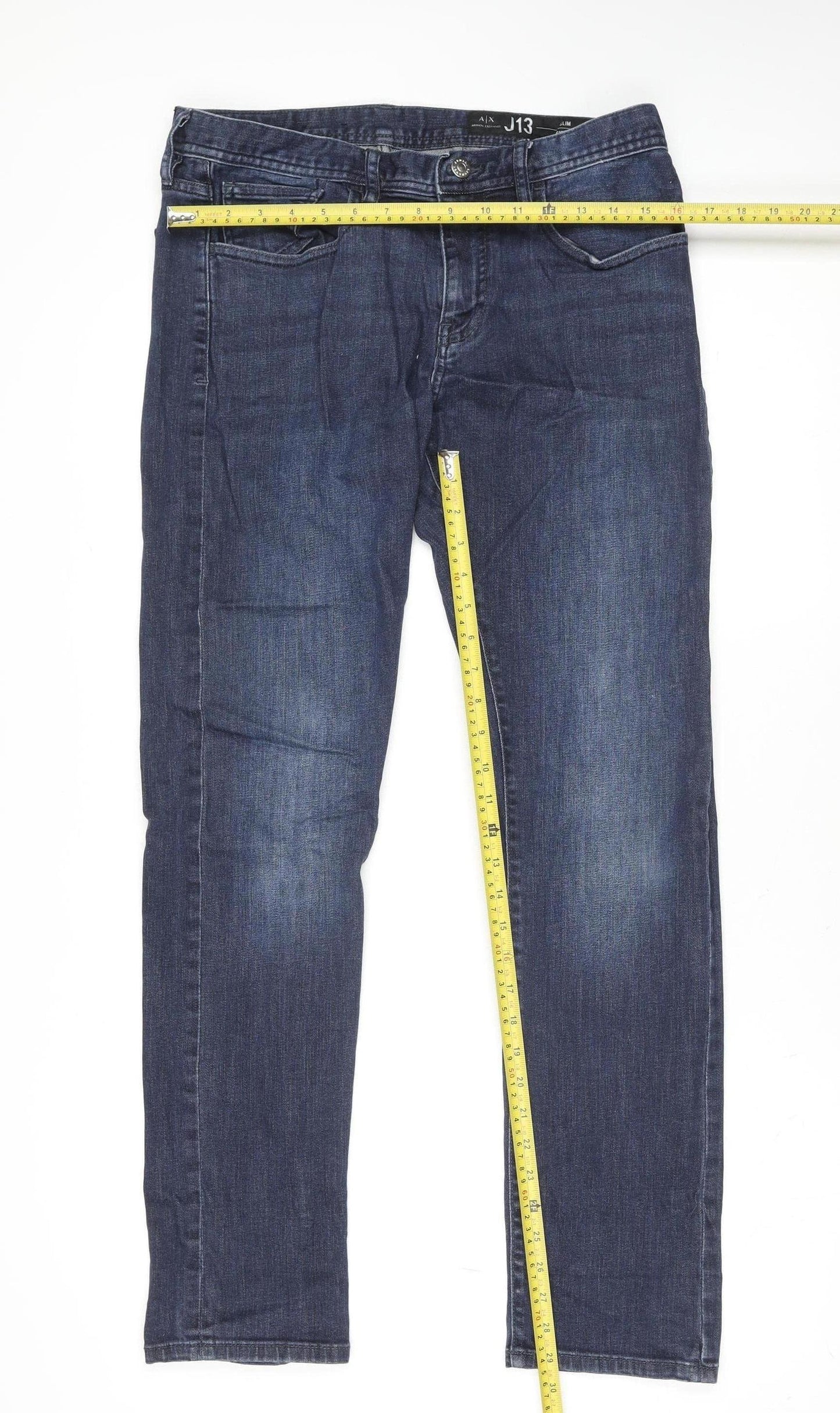 Armani Exchange Men's Blue J13 Slim Fit Straight Jeans Size 32