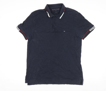 Mens UK Size L Tommy Hilfiger Cotton Blend Polo Shirt