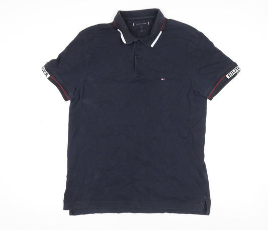 Mens UK Size L Tommy Hilfiger Cotton Blend Polo Shirt