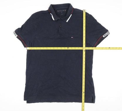 Mens UK Size L Tommy Hilfiger Cotton Blend Polo Shirt