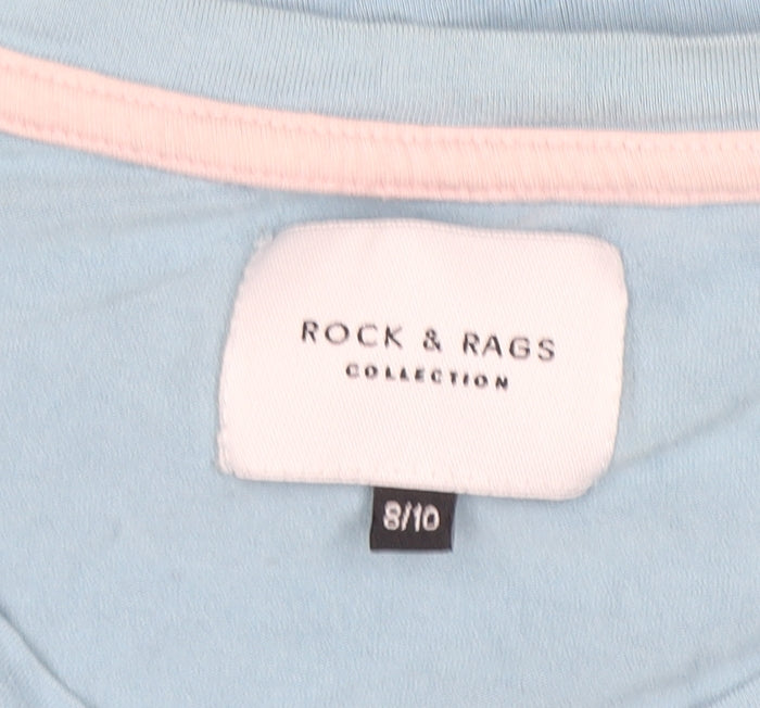 Womens UK Size 8-10 Rock & Rags Blue Basic T-Shirt