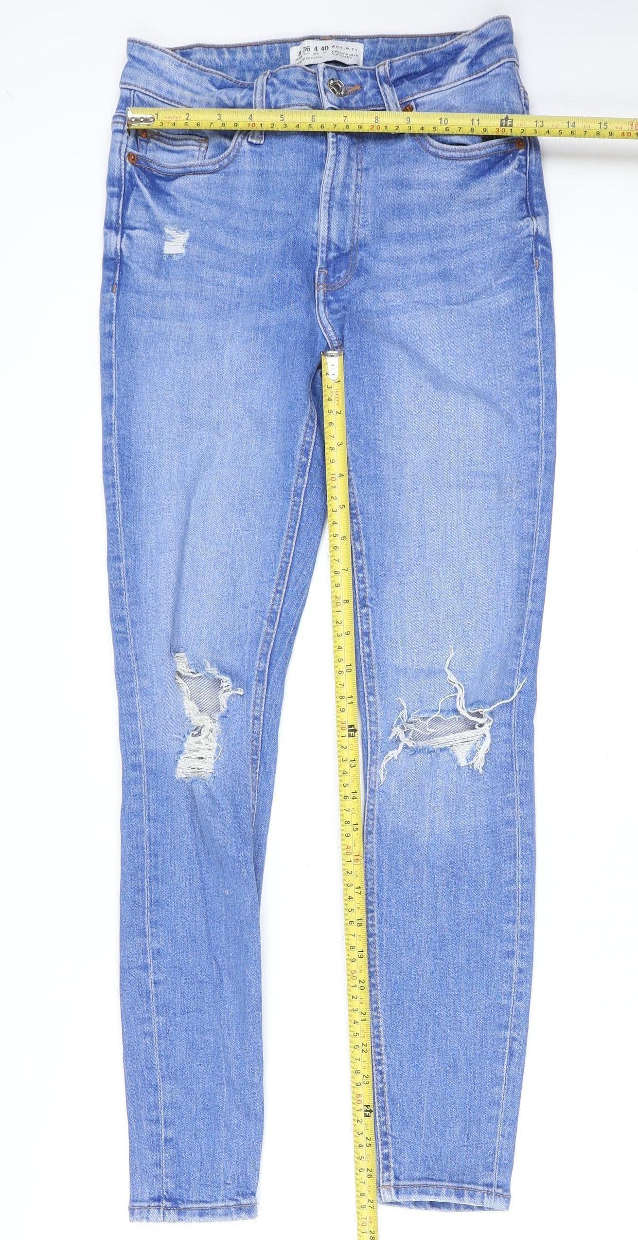 Primark Women Blue Distressed Skinny Jeans Size 8 Medium Wash