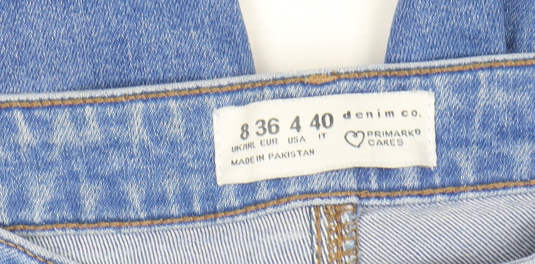 Primark Women Blue Distressed Skinny Jeans Size 8 Medium Wash