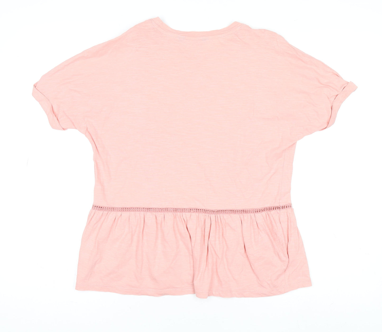 F&F Women's Pink 100% Cotton Tunic T-Shirt UK 12 Short Sleeve