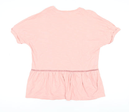 F&F Women's Pink 100% Cotton Tunic T-Shirt UK 12 Short Sleeve