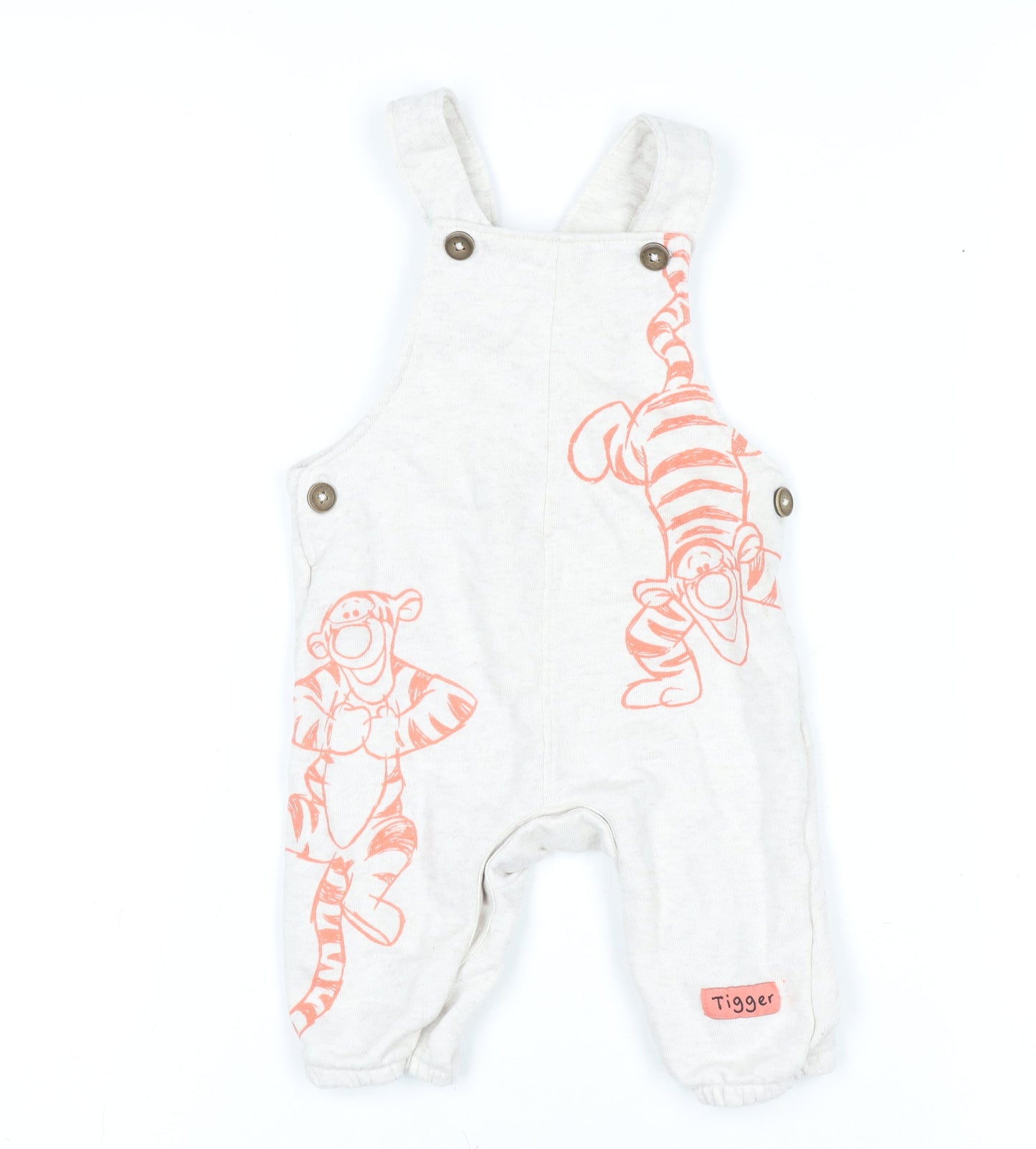 Disney Baby Unisex Beige Tigger Dungaree 3-6 Months Cotton Blend