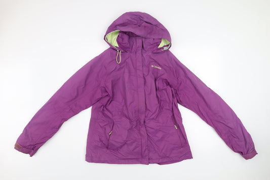 Columbia Women Purple XL Hooded Rain Coat Outdoor Jacket