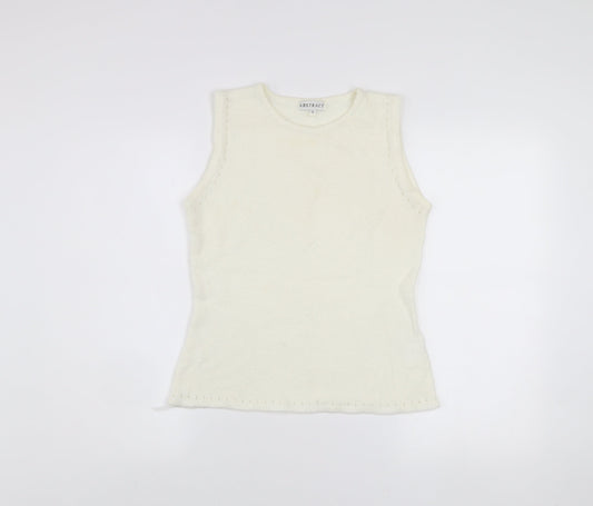 Womens UK Size S Abstract Ivory Vest Jumper
