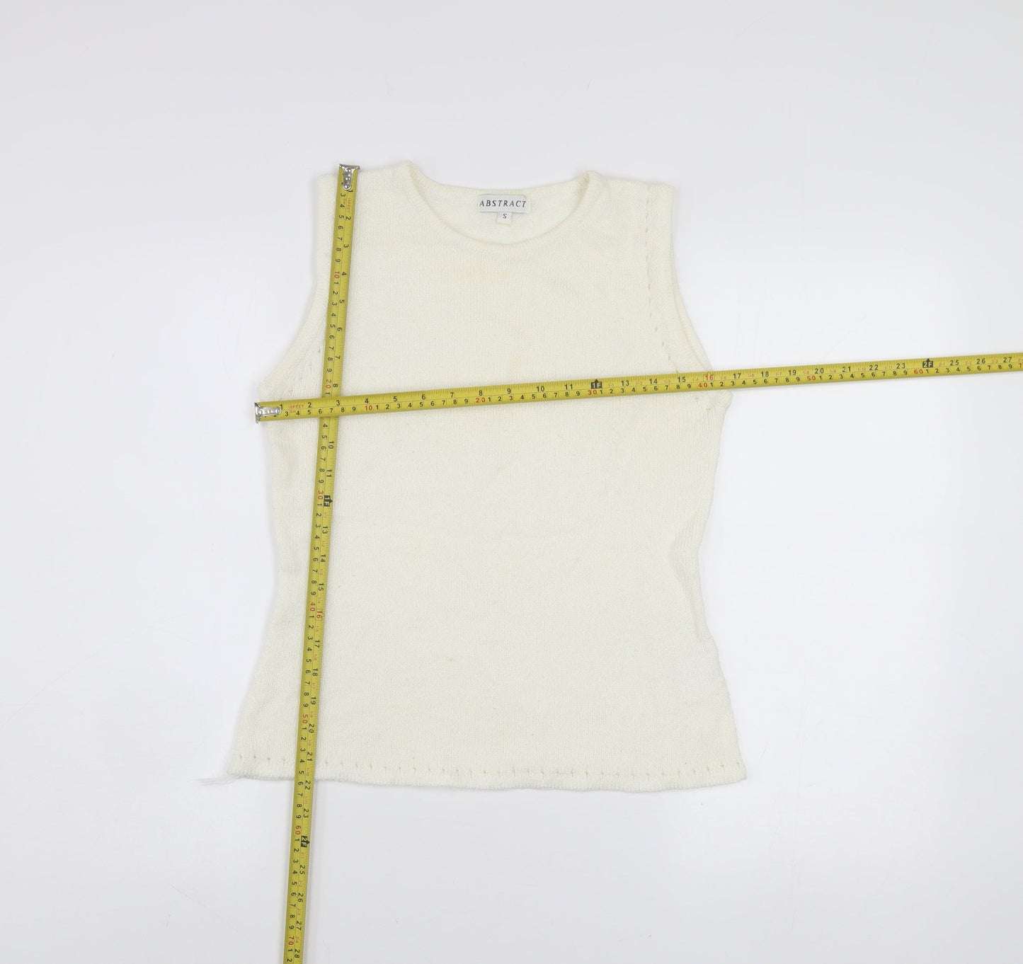 Womens UK Size S Abstract Ivory Vest Jumper