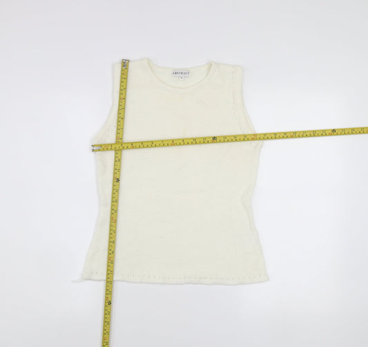 Womens UK Size S Abstract Ivory Vest Jumper