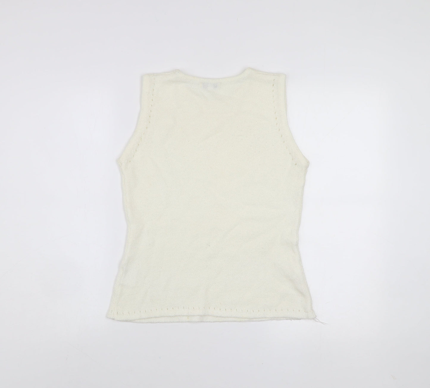 Womens UK Size S Abstract Ivory Vest Jumper