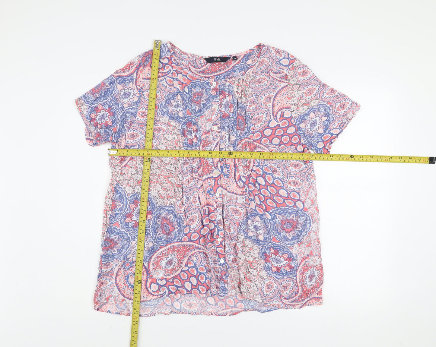 Womens UK Size 14 Isle Collection Multicoloured Basic Blouse