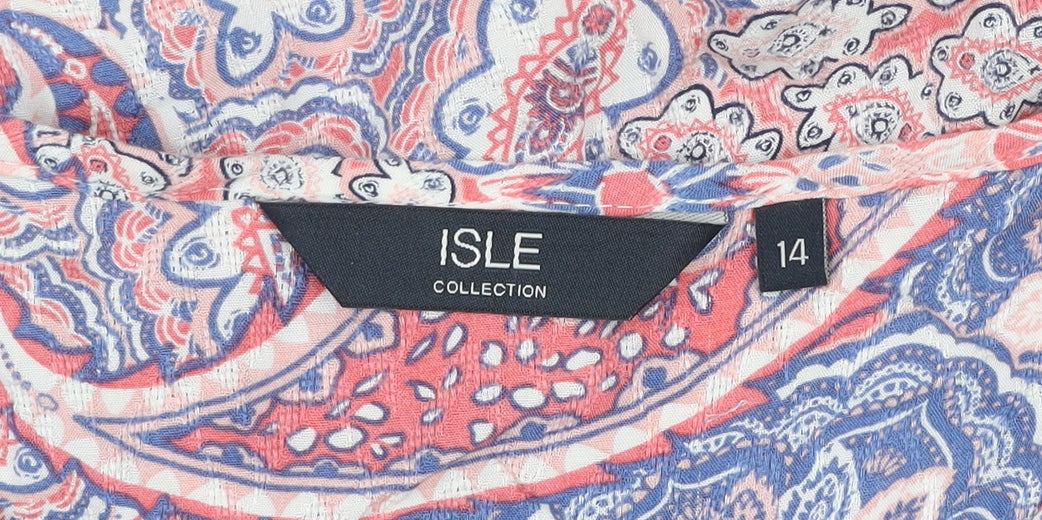 Womens UK Size 14 Isle Collection Multicoloured Basic Blouse